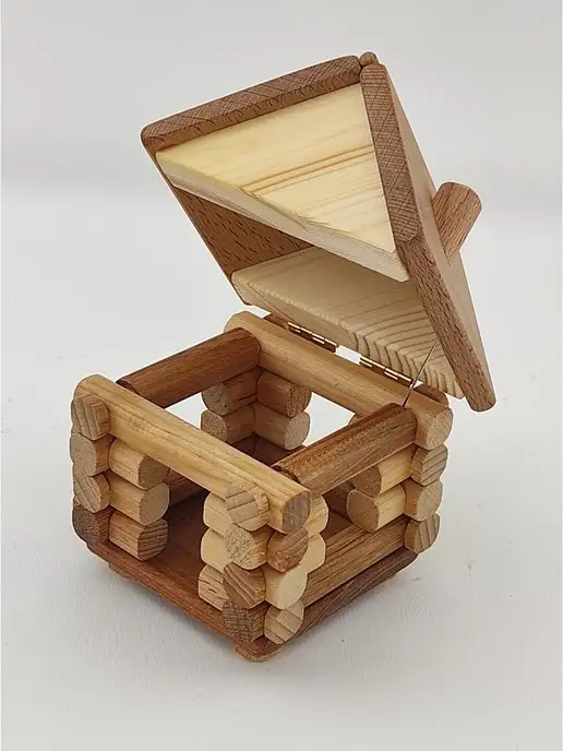 wood toy Деревянный сувенирный домик для декора, коричневый, фото 6