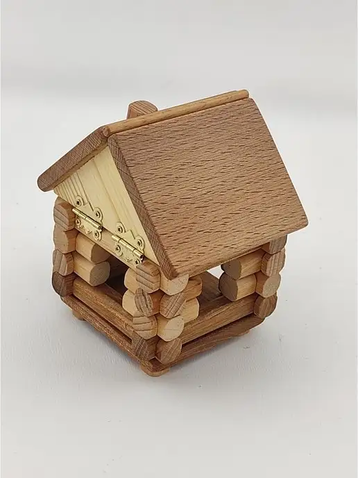 wood toy Деревянный сувенирный домик для декора, коричневый, фото 7