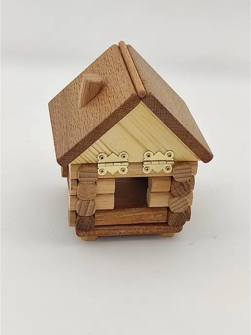 wood toy Деревянный сувенирный домик для декора, коричневый, фото 8
