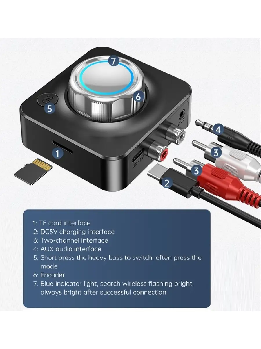 Ресивер Bluetooth 5.0, AUX RCA с функцией аудиопроигрывателя Palmexx  78156690 купить в интернет-магазине Wildberries