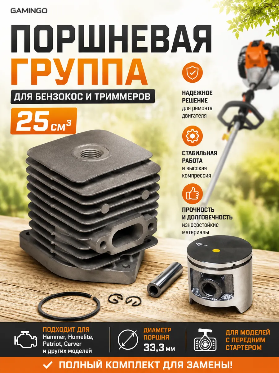 Поршневая группа для бензокосы HomeLite 25см и др.