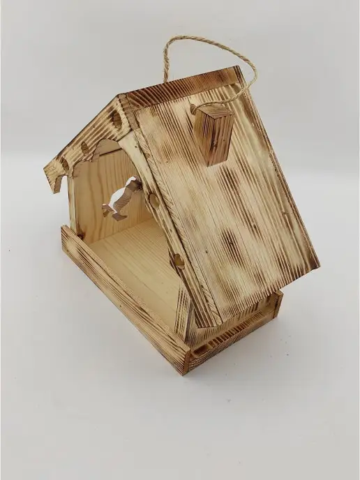 wood toy Кормушка подвесная деревянная скворечник, бежевый, фото 2
