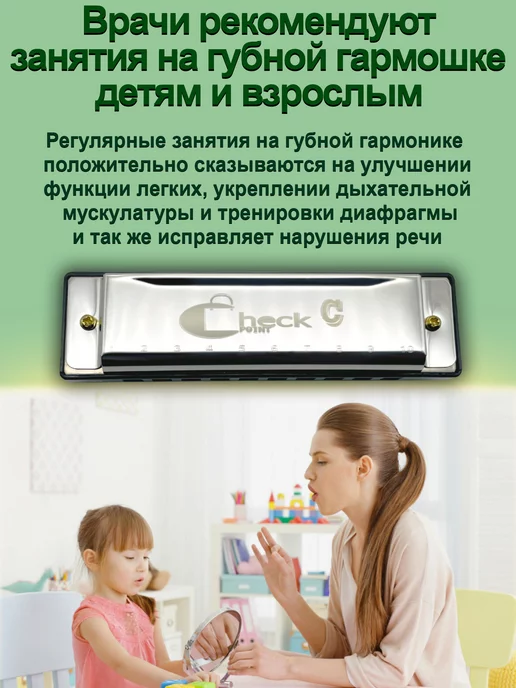 Check POINT Губная гармошка музыкальные инструменты для детей и взрослых, серый, фото 3