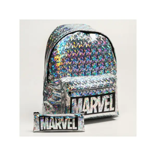 Рюкзак детский школьный пенал косметичка Мстители голография