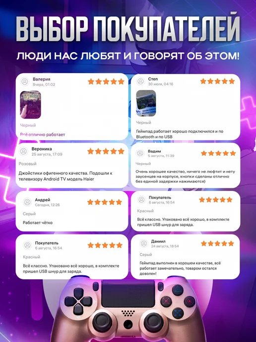 MAGIC GHOST Геймпад универсальный для ПК и ПС4, беспроводой, розовый, фото 7