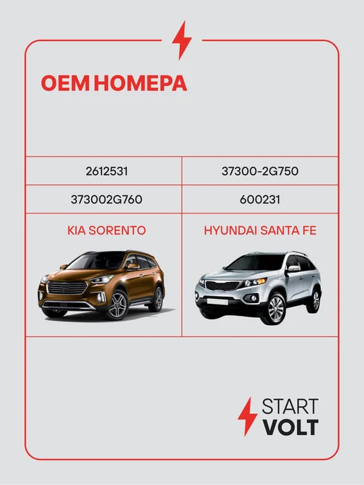 STARTVOLT Генератор для Kia Sorento Hyundai Santa Fe, вариант, фото 2
