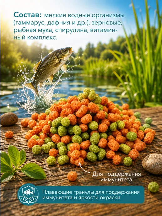 Зоомир Универсальный гранулированный корм для рыб, 350 г, 350 г, фото 2