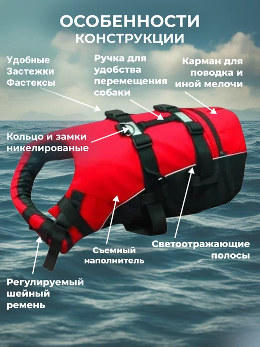 Yukon Жилет спасательный для собак Спасатель XL, красный, фото 2