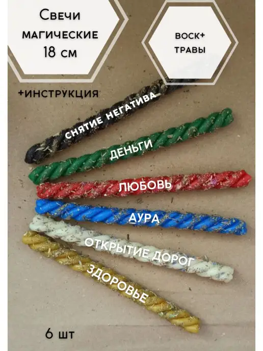 FIRERIA Свечи-скрутки с травами - Любовь, деньги, очищение, синий