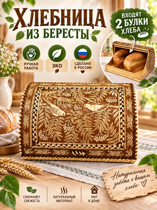 ХВОЁЖНЫЙ Хлебница деревянная на стол, коричневый