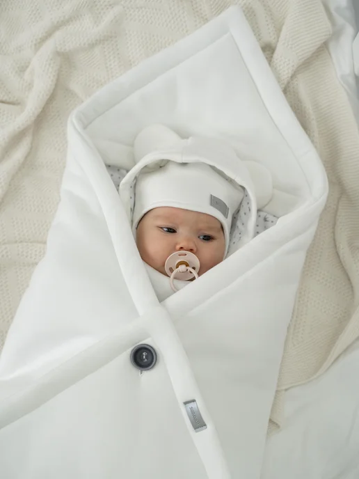 MiraKids Шапка со снудом для новорожденных демисезонная, белый, фото 4