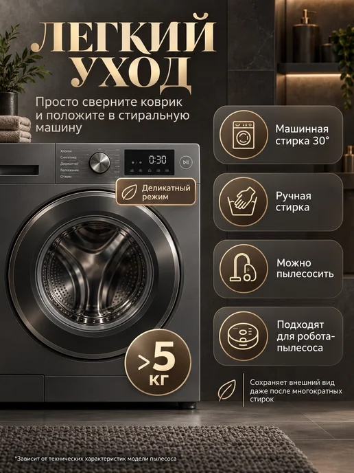 Elchehome Коврик для ванной и туалета противоскользящий 60х100 см, 2 шт, в упаковке 600 г, фото 6