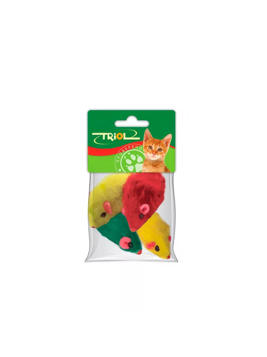 Триол 22161026 игрушка д/кошек мышь цветная 4шт*45-50мм. Триол лакомства для кошек. ). Товары триол. Вкусняшки для кошек.