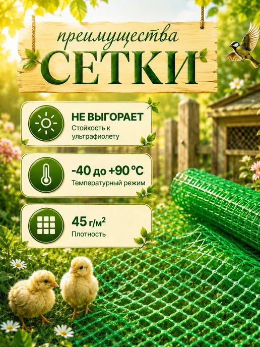 crafy Сетка пластиковая 1 x 20 м для птичников ячейка 15 x 15 мм, 1x20 м, 20 м, фото 2