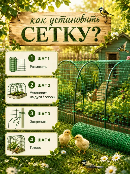 crafy Сетка пластиковая 1 x 20 м для птичников ячейка 15 x 15 мм, 1x20 м, 20 м, фото 3