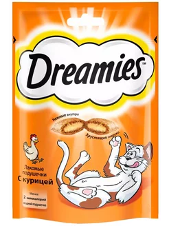 Лакомые подушечки для кошек, с курицей, 60 г Dreamies 79281047 купить за 193 ₽ в интернет-магазине Wildberries