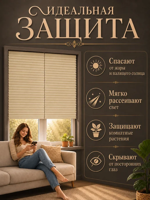 Vilakehome Жалюзи самоклеящиеся плиссе тканевые 90x180см, без сверления, 90x180 см, фото 3