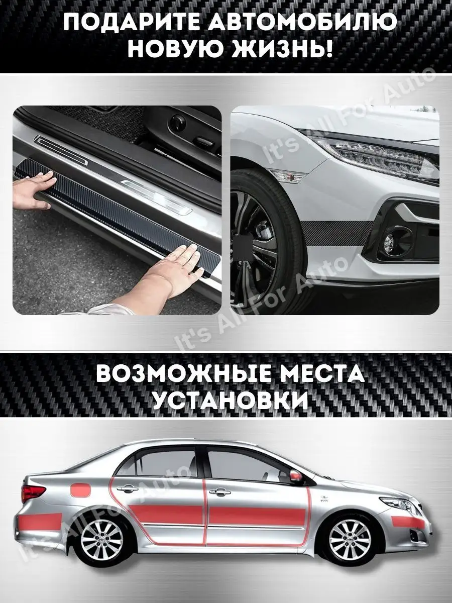 Карбоновая лента, наклейки на авто, плёнка на пороги Car sticker 79322163  купить за 1 524 ₽ в интернет-магазине Wildberries