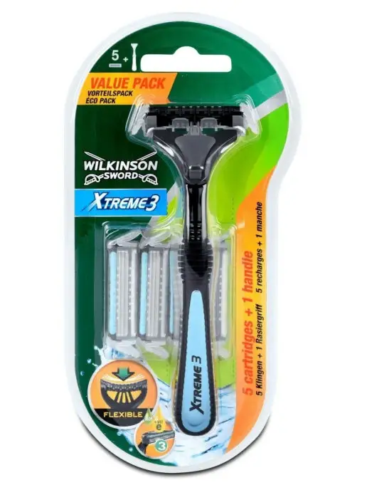 Schick Xtreme 3 Бритвенный мужской станок с 5-ю кассетами, черный, фото 2