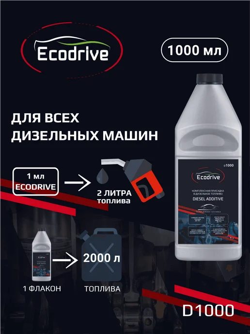 EcoDrive Комплексная присадка в дизельное топливо D1000, 1 л, фото 3