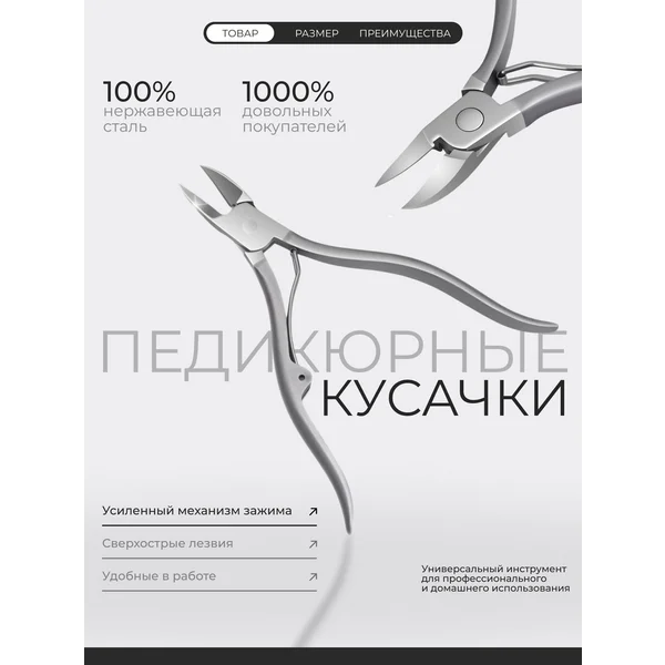 Кусачки педикюрные, 12 см, длина лезвия — 17 мм