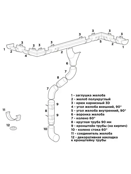 Завод Металлопрофиль Воронка водосточной системы RAIN SYSTEM, 1 штука, коричневый, фото 2