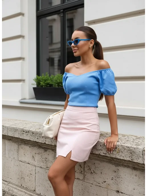 Юбка мини летняя с разрезом MILANIA style