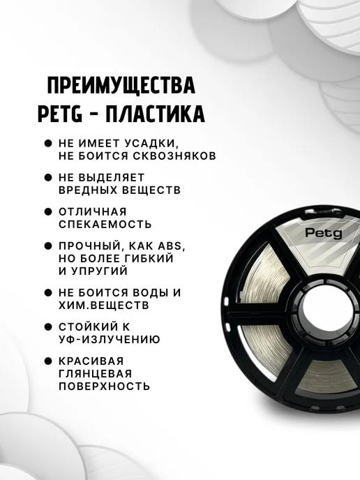 НИТ Пластик для 3D принтера PETG 1.75 мм 1 кг натуральный прозр, 1 кг, фото 4