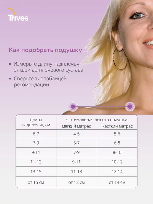 Trives Подушка ортопедическая для сна с эффектом памяти Т.119 (L), белый, фото 8