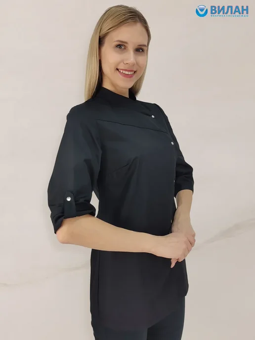 Вилан Китель поварской, куртка рабочая, черный, фото 4