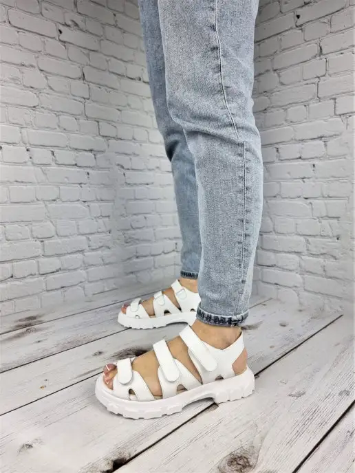 Guard-shoes Босоножки на липучке из натуральной кожи, белый