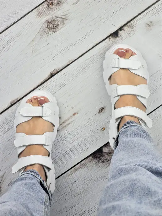 Guard-shoes Босоножки на липучке из натуральной кожи, белый, фото 2