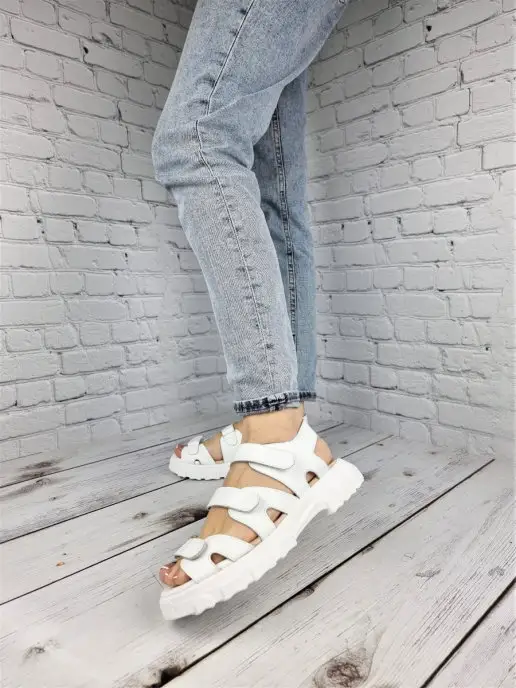 Guard-shoes Босоножки на липучке из натуральной кожи, белый, фото 3