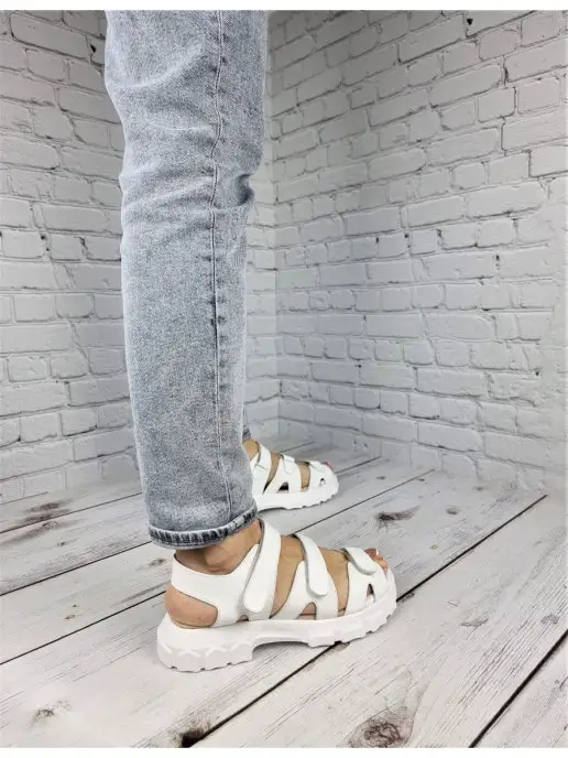Guard-shoes Босоножки на липучке из натуральной кожи, белый, фото 4