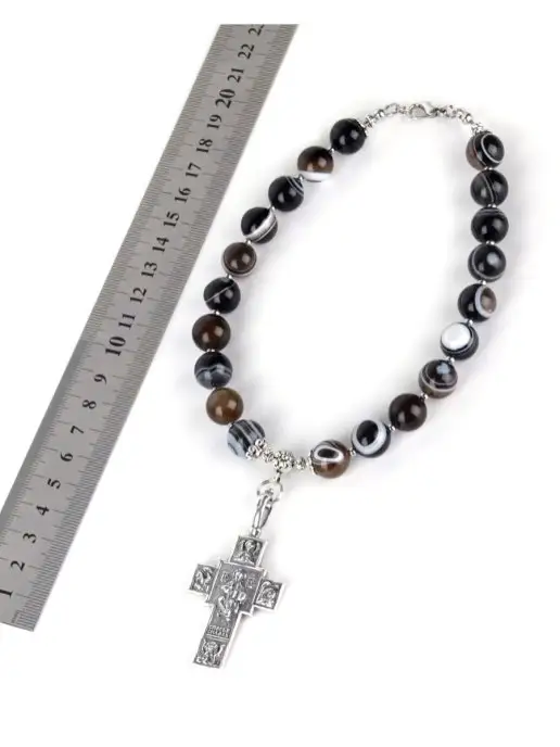 Псалом Четки православные в машину из камня Агат Глазковый, черный, фото 6