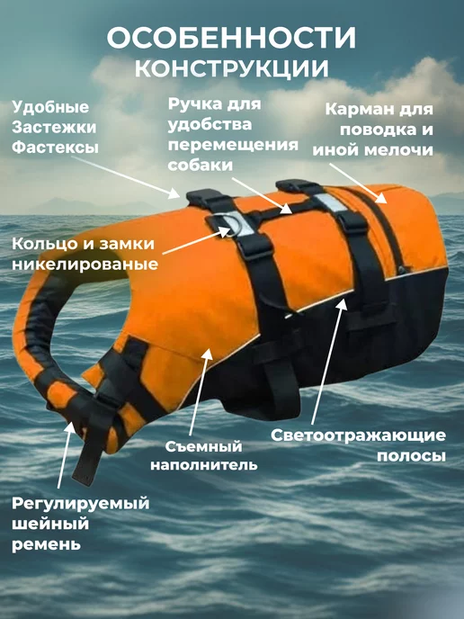 Yukon Жилет спасательный для собак Спасатель XL, оранжевый, фото 2