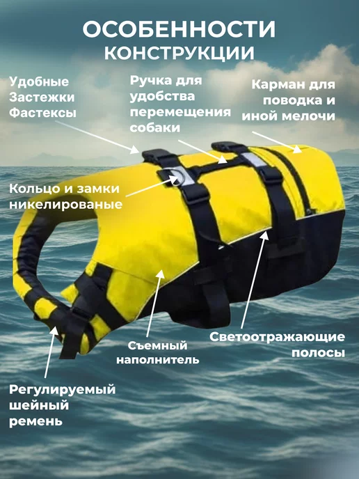 Yukon Жилет спасательный для собак Спасатель XL, желтый, фото 2