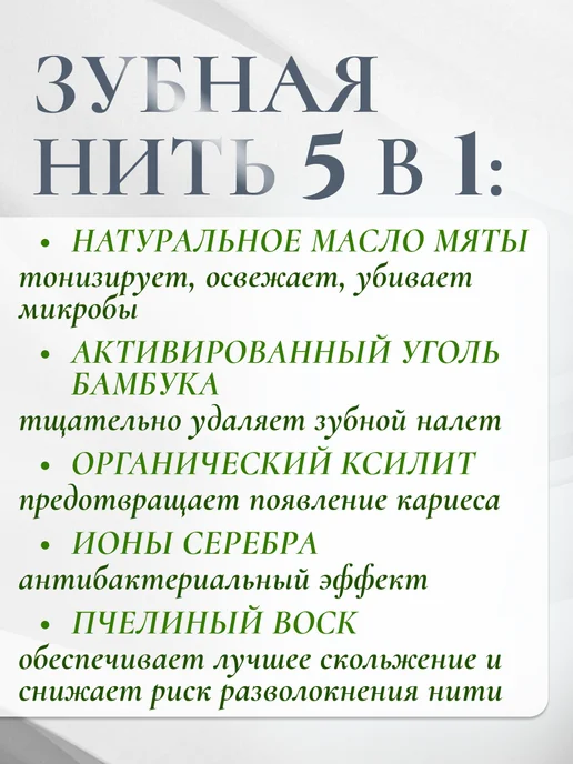 Dr. Nanoto Зубная нить вощеная с мятой 50 м 2 шт, 2 шт, фото 2