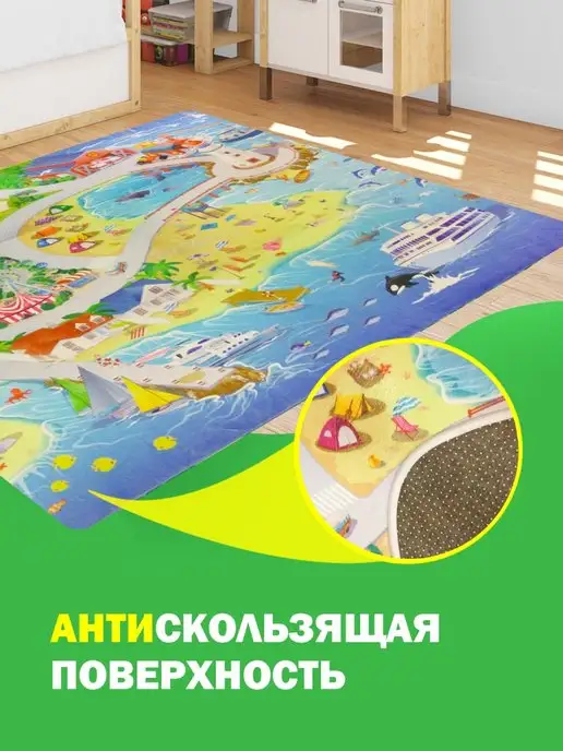 Teplokid Детский игровой коврик для малышей "Пляж", синий, фото 3