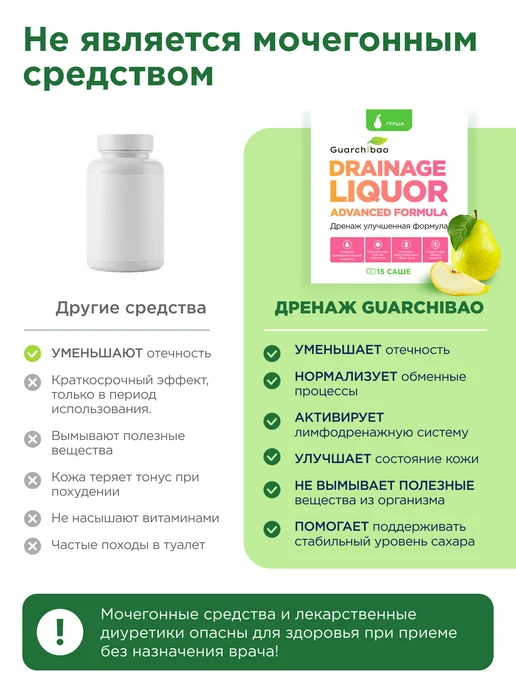 GUARCHIBAO Дренажный напиток от отечности и похудения 3 упаковки, 3 упаковки, фото 3