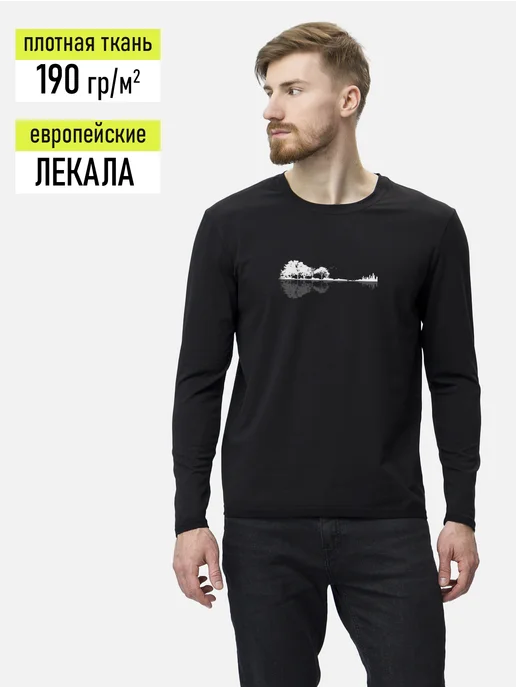 Куякъ Лонгслив с принтом Отражение, черный, фото 3