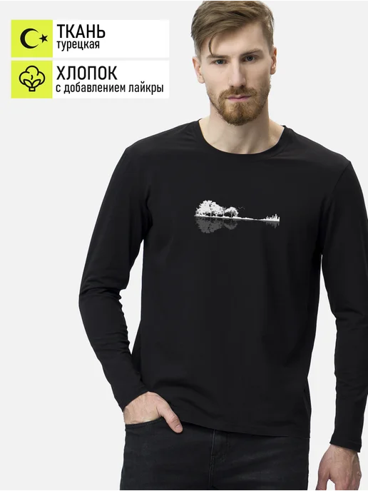 Куякъ Лонгслив с принтом Отражение, черный, фото 4