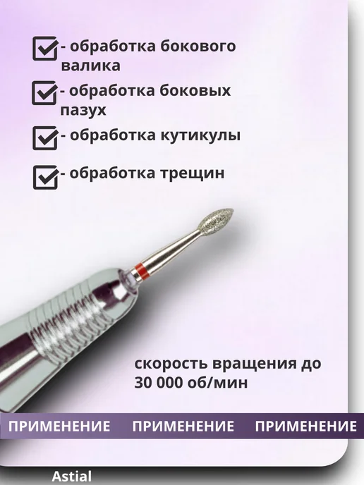 Astial Фрезы для маникюра и педикюра Почка, 806.104.257.514.021, вариант, фото 3
