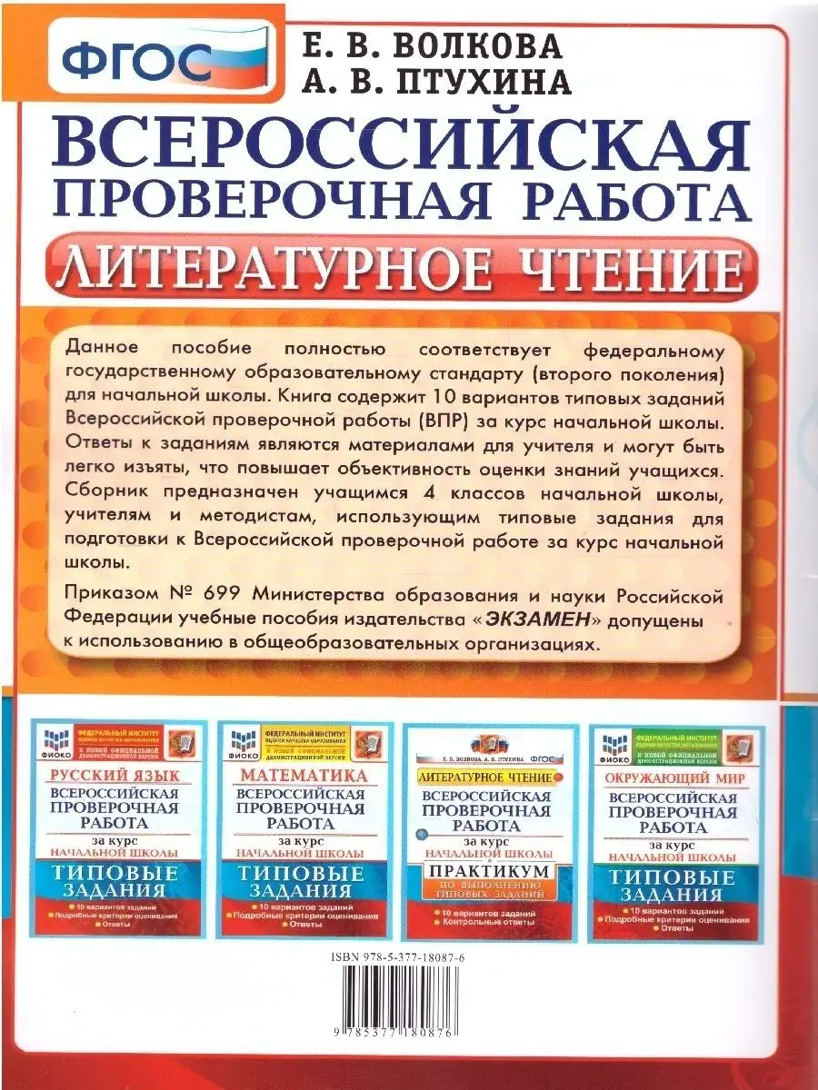 ВПР Литературное чтение 1-4 классы. Практикум. 10 вариантов Экзамен  80182065 купить за 219 ₽ в интернет-магазине Wildberries