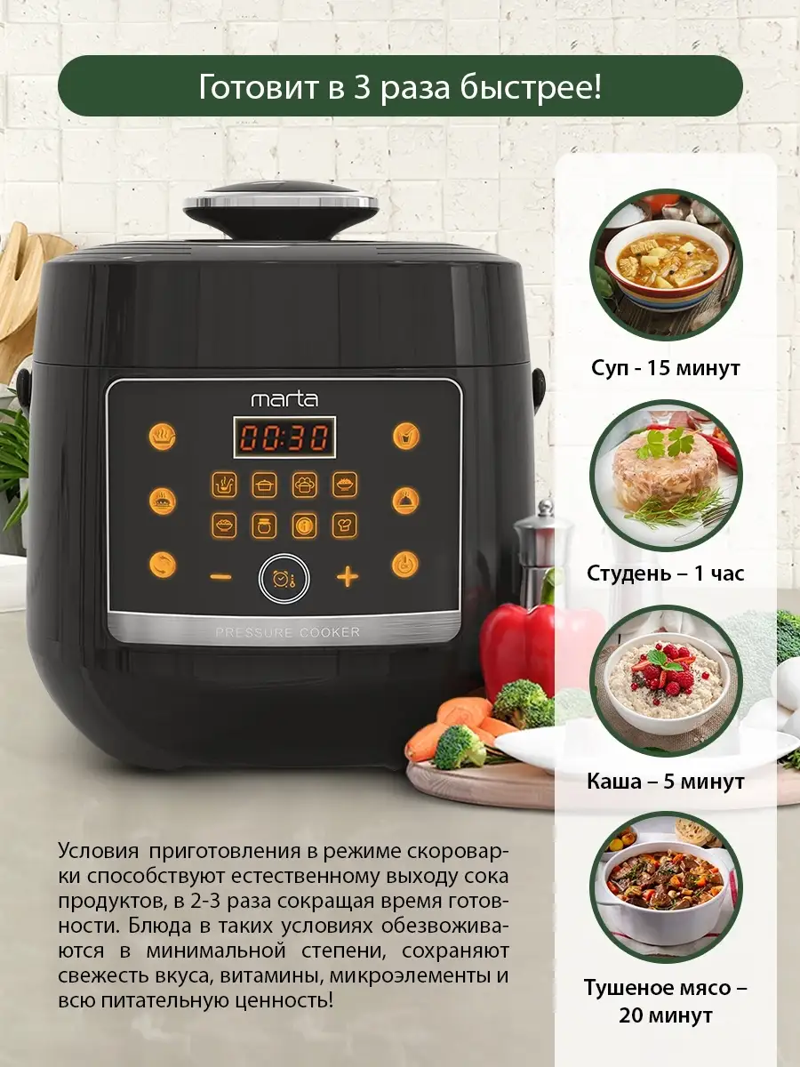 Мультиварка скороварка,мультиварка техника для кухни Marta 80291953 купить  в интернет-магазине Wildberries