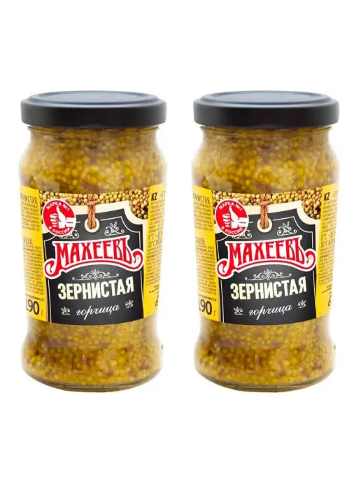 МахеевЪ Горчица Зернистая, набор 2х190 г, 2x190, 190 г