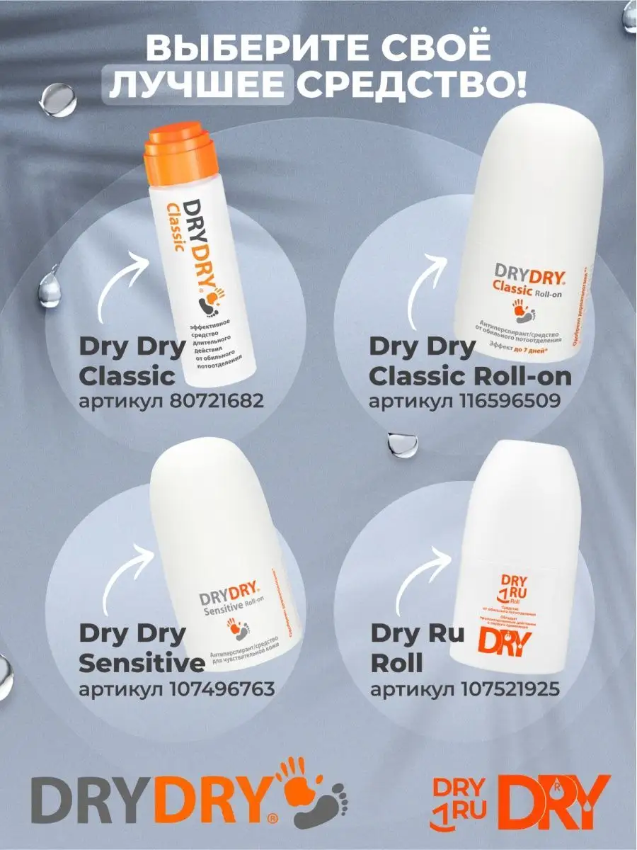 Дезодорант без запаха от пота невидимый антиперспирант dry DRY DRY 80721682  купить за 1 229 ₽ в интернет-магазине Wildberries