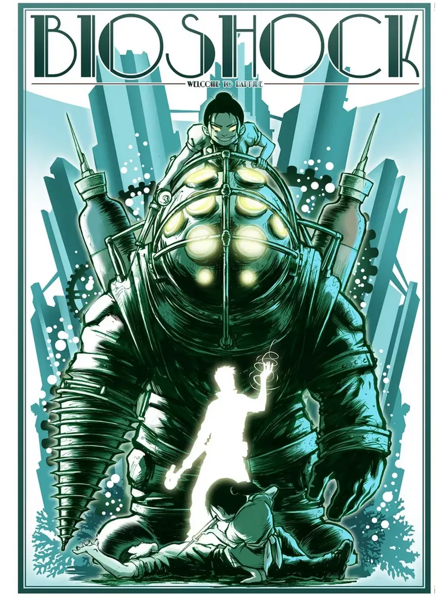 Bioshock версии. Bioshock постер игры. bioshock 1 постер игры. bioshock 2 постер. bioshock плакаты.