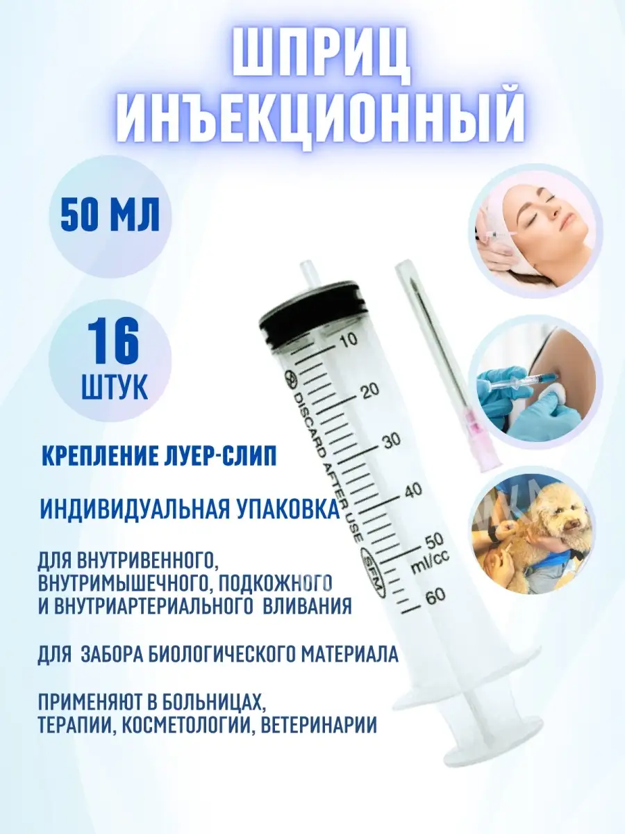 Шприцы медицинские инъекционные 50 мл. Медицина для Здоровья 80987235  купить за 590 ₽ в интернет-магазине Wildberries