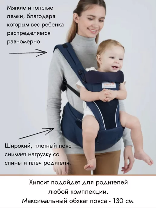 Aimama Хипсит со спинкой эргорюкзак кенгуру, синий, фото 6